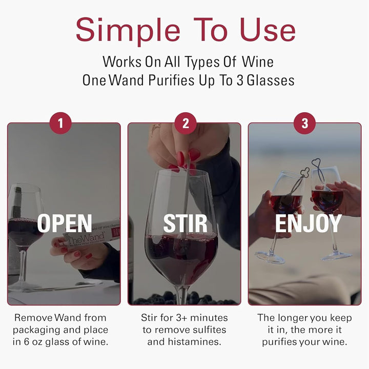 PureWine Weinfilter „The Wand“ mit Weinglas-Anhänger | Entfernt Histamine & Sulfite – Weniger Kopfsc