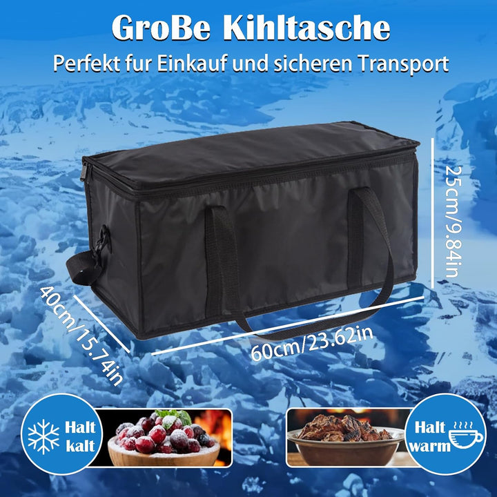 60L Kühltasche Gross, Oxford Kühltasche Faltbar Isoliertasche, Thermotasche Picknicktasche, für Eink