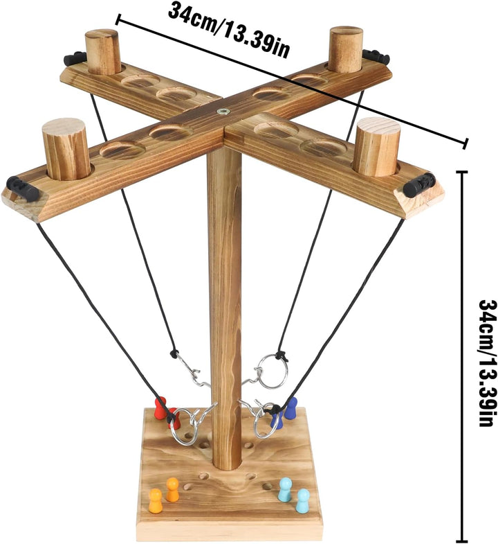 Ring Toss Game Ringwurfspiel für Erwachsene, ZAKVOP Hook Spiel 4 Spieler Ring Toss Hook mit Punkteta
