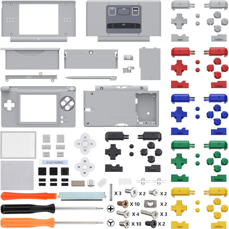 eXtremeRate Ersatz Gehäuse Case für Nintendo DS Lite NDSL, DIY-Voll Hülle&Knöpfen&Screen Protector S