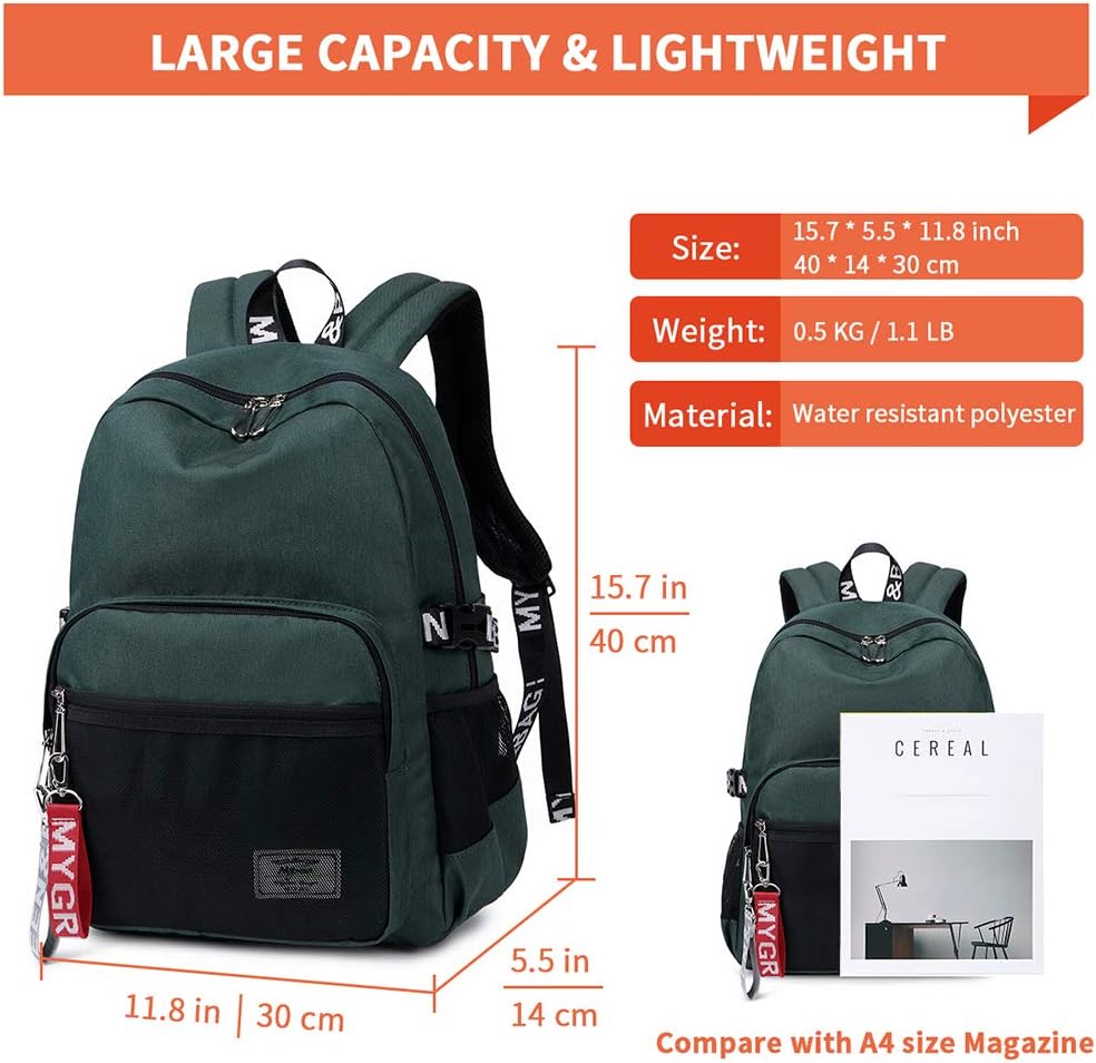 Mygreen Rucksack Damen Schulrucksack Mädchen Teenager Laptop Rucksack Daypack für 14 Zoll Laptop, wa