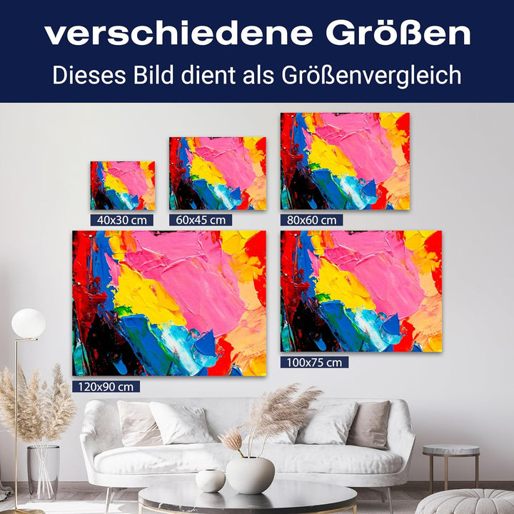 wandmotiv24 Leinwandbild Malerei, 100x75cm, Querformat, Bunt, Abstrakt, Deko, Bilder auf Leinwand, W