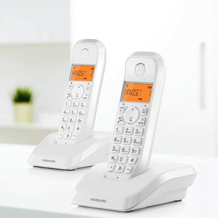 Motorola S1202 Duo Schnurloses Telefon, Weiss