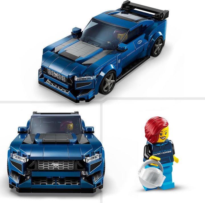 LEGO Speed Champions Ford Mustang Dark Horse Sportwagen, Auto-Spielzeug mit Minifigur zum Bauen, Spi