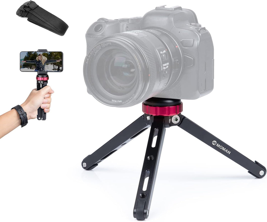 Moman Mini Tripod TR01 Small Stativ Tischstativ Klein Kamerastativ CNC Aluminium 1/4 3/8 Schraubbefe