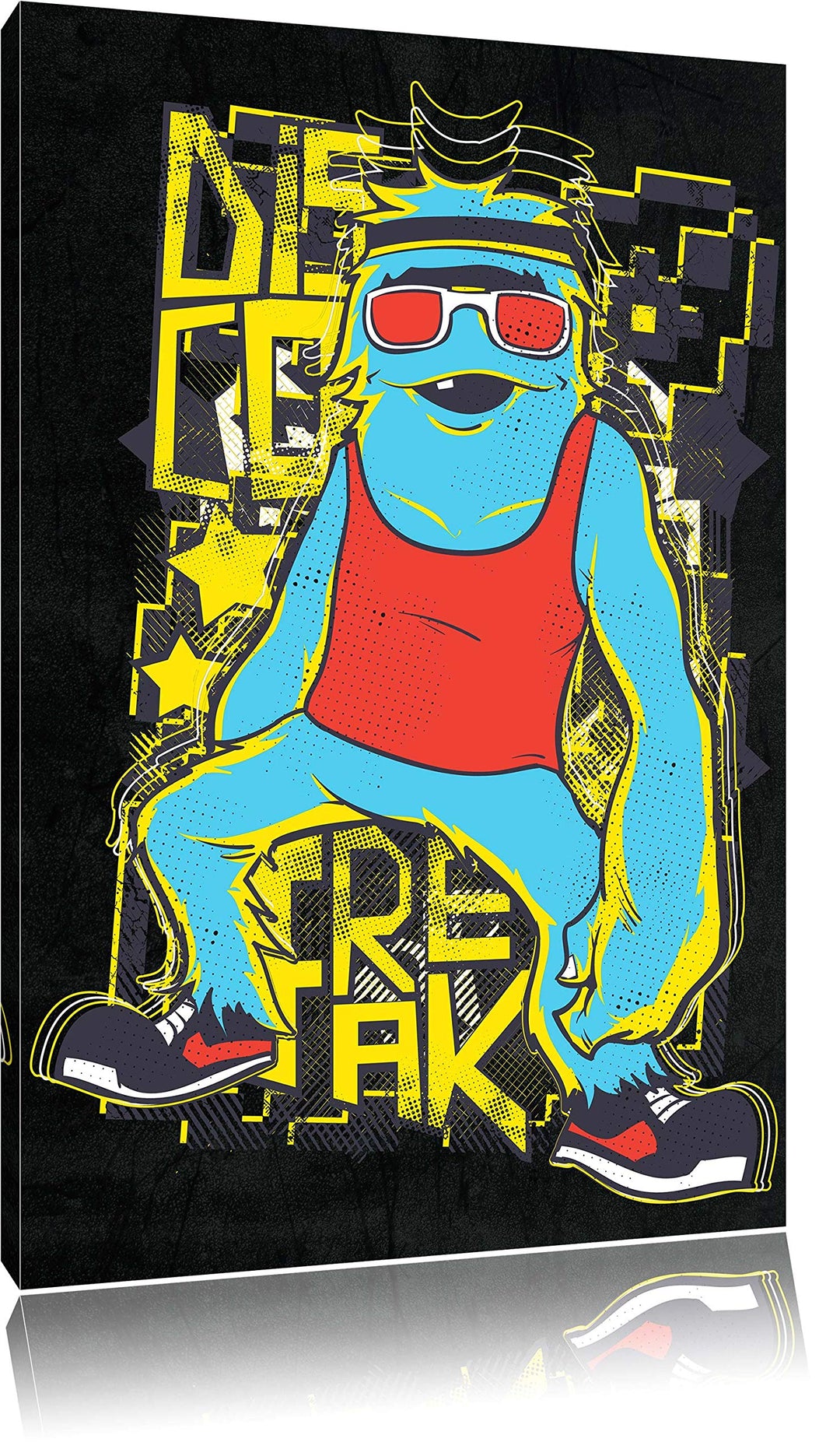 Dark Disco Freak black Leinwandbild Bild auf Leinwand, XXL riesige Bilder fertig gerahmt mit Keilrah
