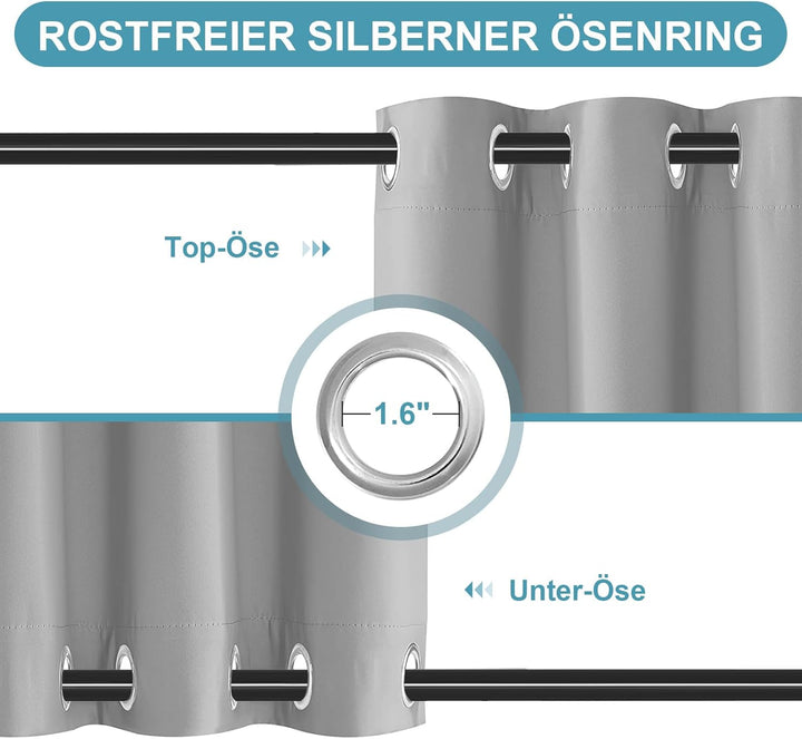 Lapalife Outdoor Vorhang Wasserdichter extra breit Oben und unten mit Ösen,B254XH243cm Wetterfest Ou
