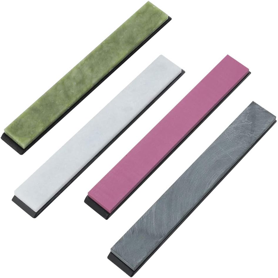 4pcs Schleifstein Set Küchenmesserschärfer 3000/5000/8000/10000 Grits Bunter Schleifstein mit Basis