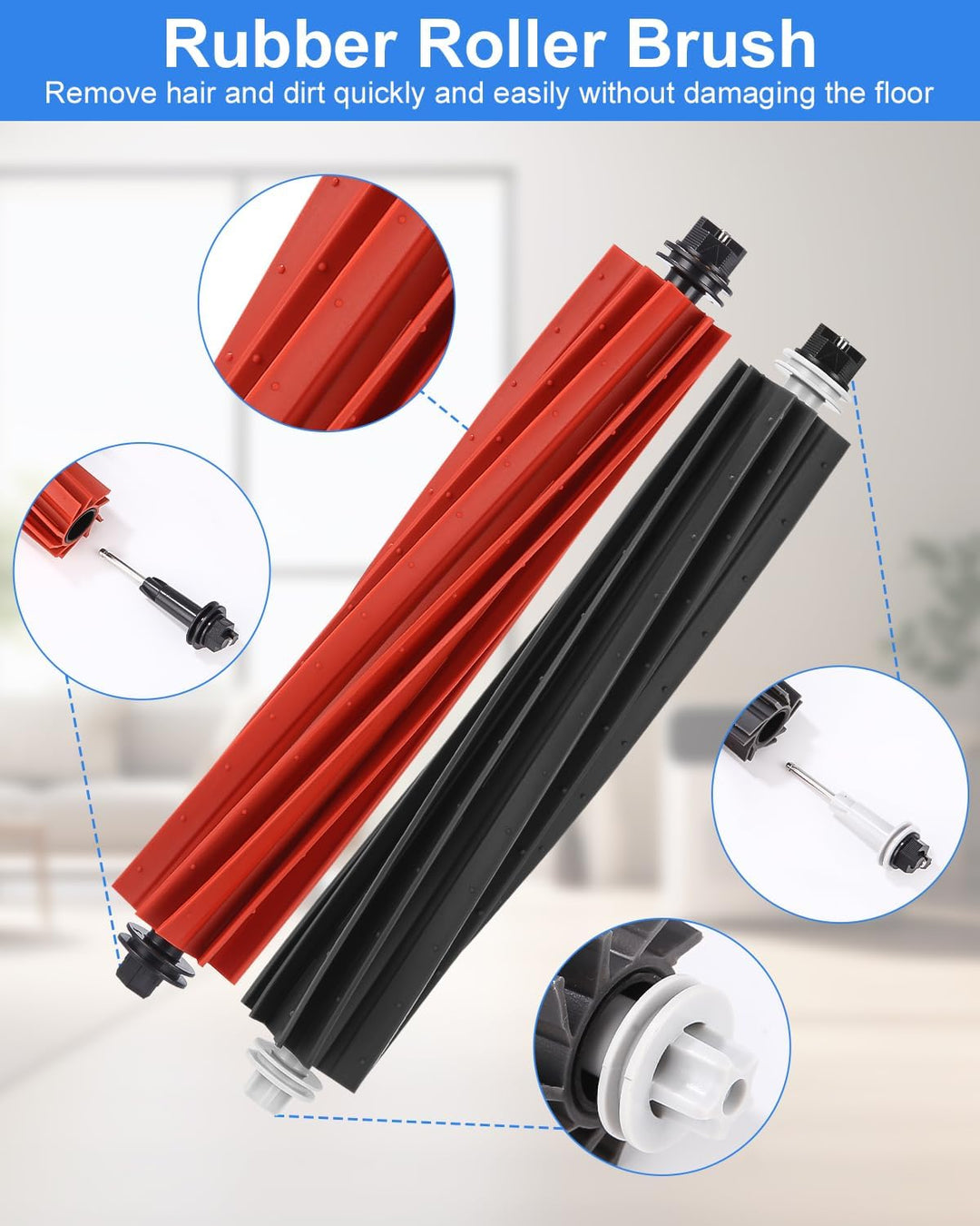 Zubehörset für Roborock Q5 Pro/Q5 Pro+/Q8 Max+/Q8 Max Saugroboter, 2 Hauptbürste, 4 Hepa-Filter, 6 W