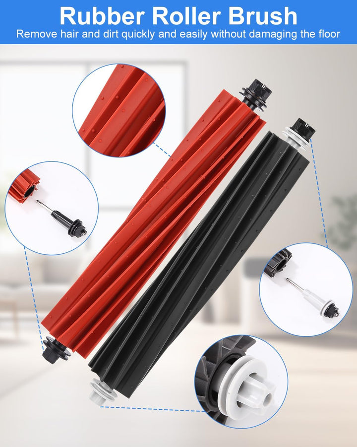 Zubehörset für Roborock Q5 Pro/Q5 Pro+/Q8 Max+/Q8 Max Saugroboter, 2 Hauptbürste, 4 Hepa-Filter, 6 W