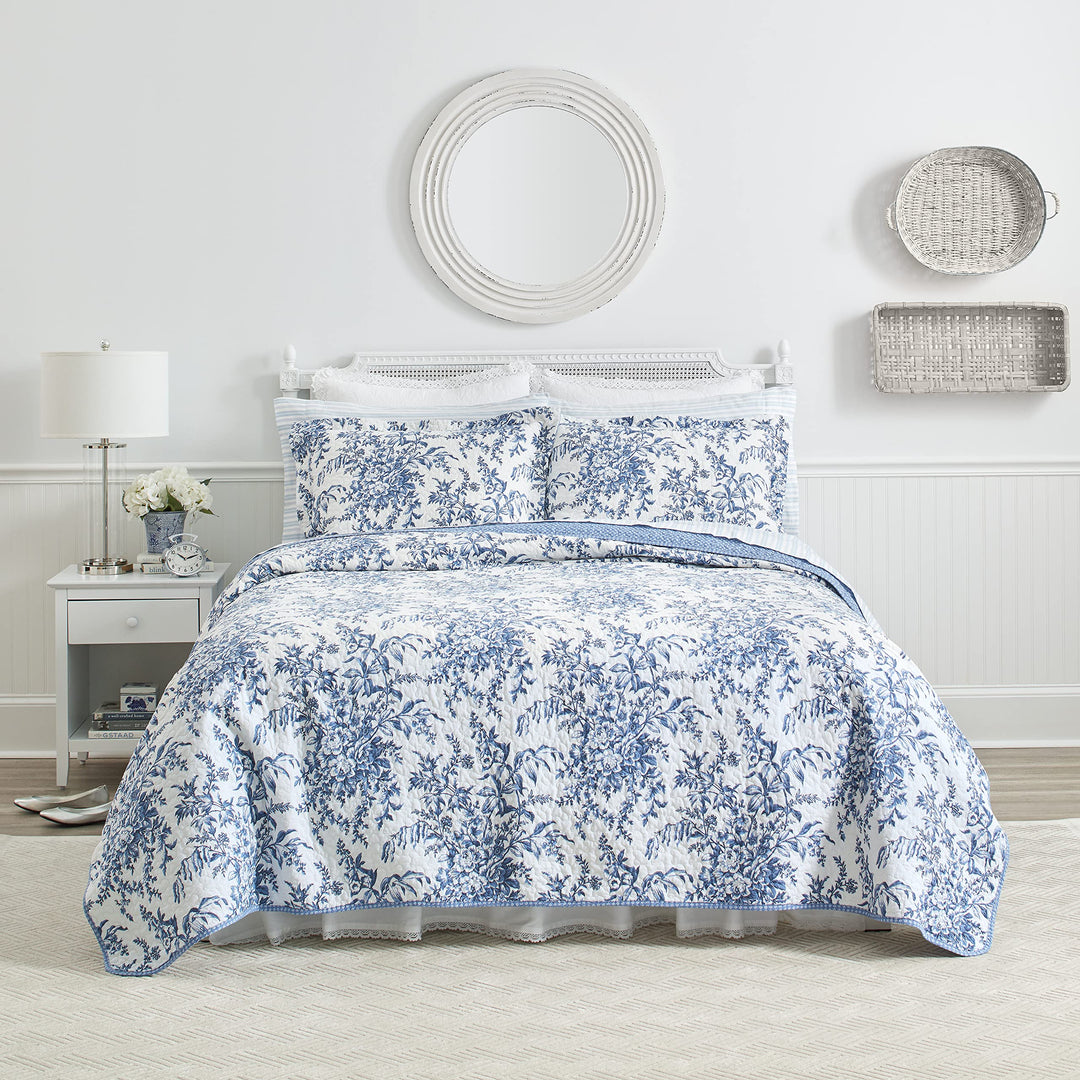 Laura Ashley Bedford Wendebettwäsche Baumwolle Twin blau, Twin