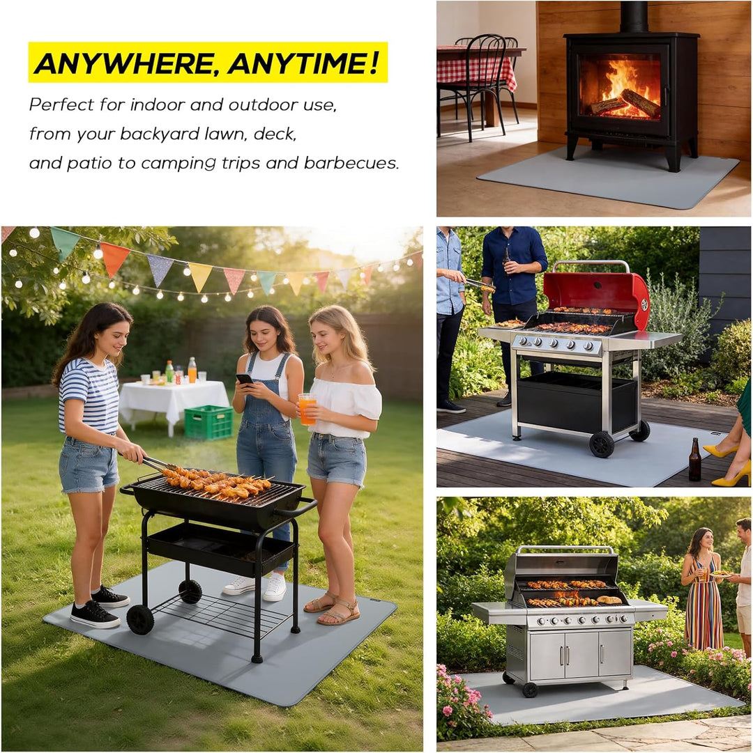 100 x 150 cm Grillunterlage für Aussengrills, doppelseitige feuerfeste Grillunterlage, wasserdichte,