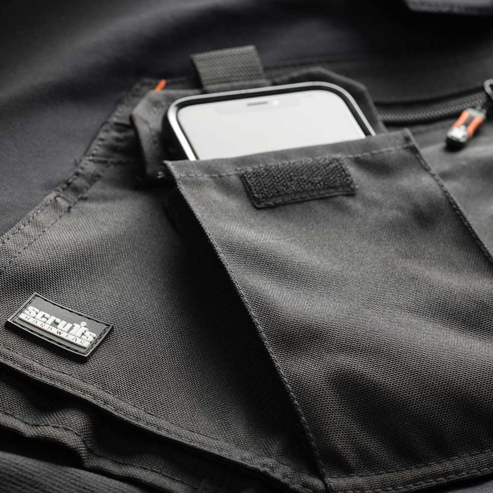 Scruffs Arbeitshose mit Holstertaschen „Pro Flex Plus“ Schwarz 36W Lang, Schwarz 36W Lang