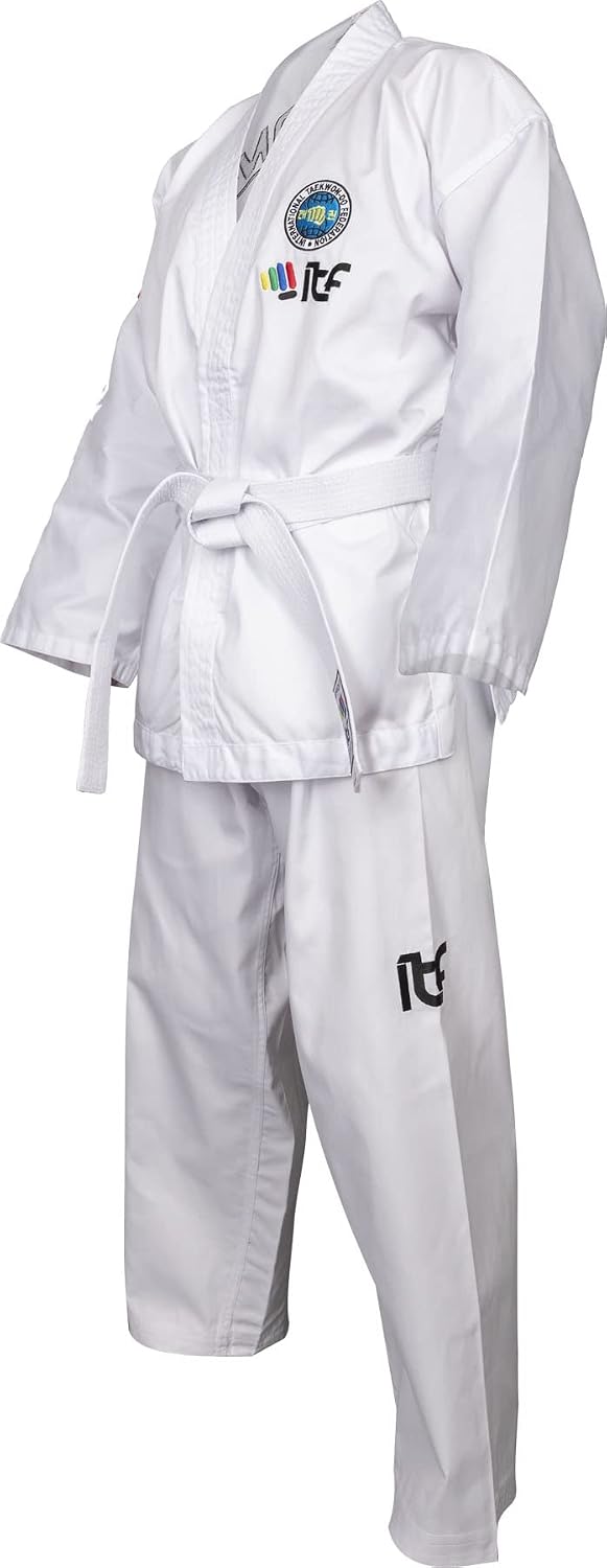 TOP TEN Taekwon-Do Dobok Kyong| Kampfsportanzug | ITF approved | TKD Uniform 130 cm, Schlupfjacke We