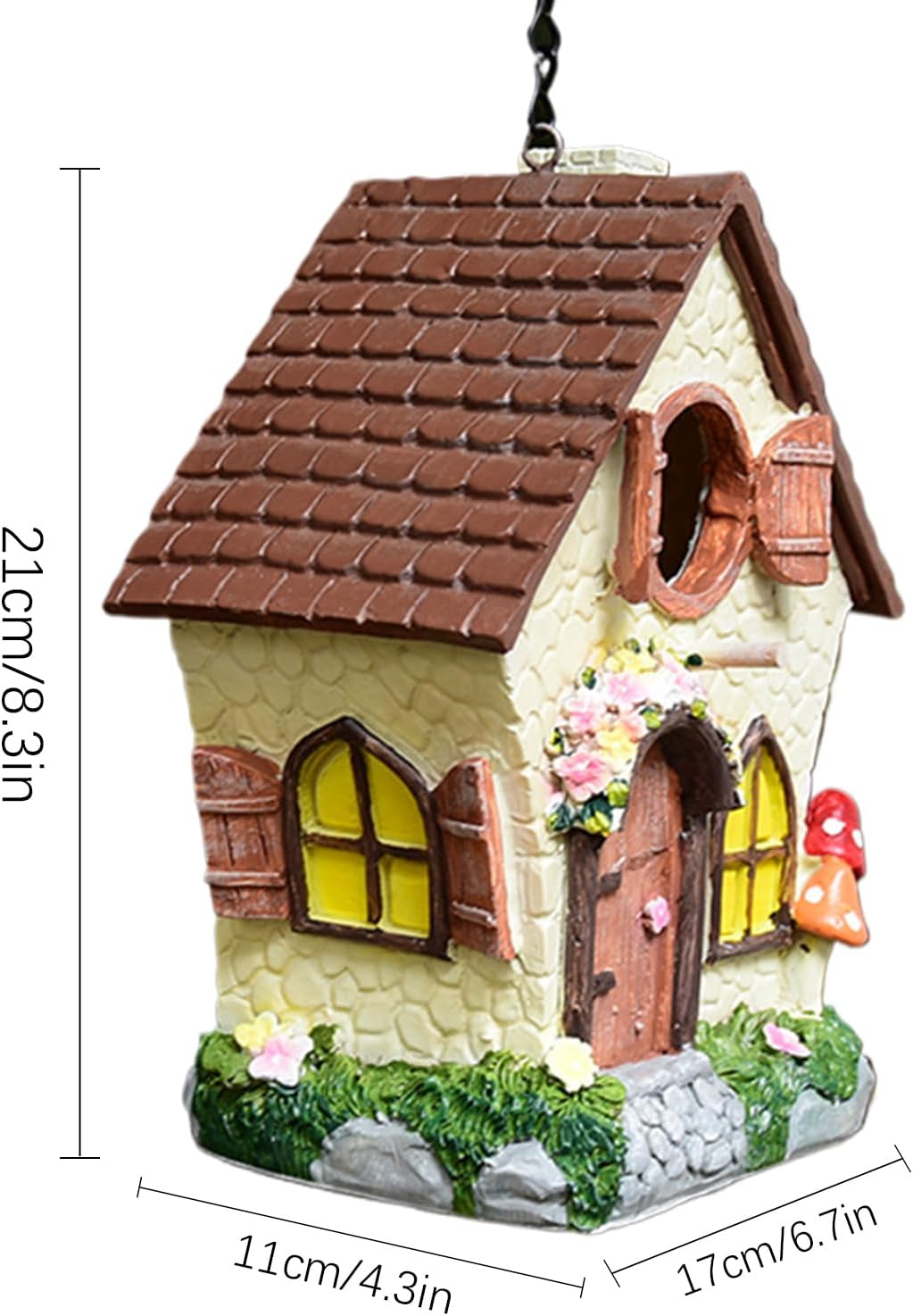 Vogelhaus für den Aussenbereich, Winddicht, Kunstharz, mit Kette, wasserdicht, handbemalt, dekorativ