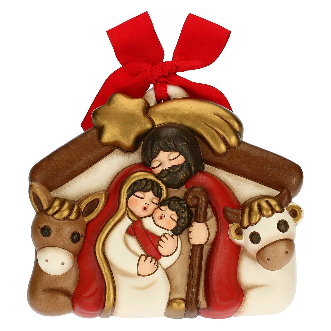 THUN - Formel mit Krippe - Weihnachtsdekoration Haus - Mittel - Keramik - 15,3 x 4 x 13 cm, Krippe