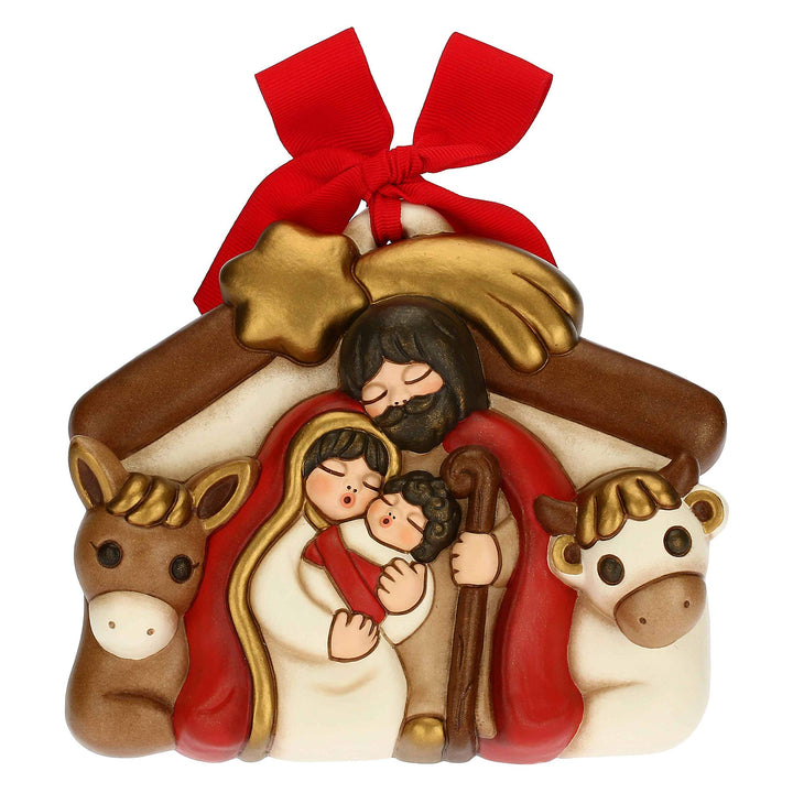 THUN - Formel mit Krippe - Weihnachtsdekoration Haus - Mittel - Keramik - 15,3 x 4 x 13 cm, Krippe