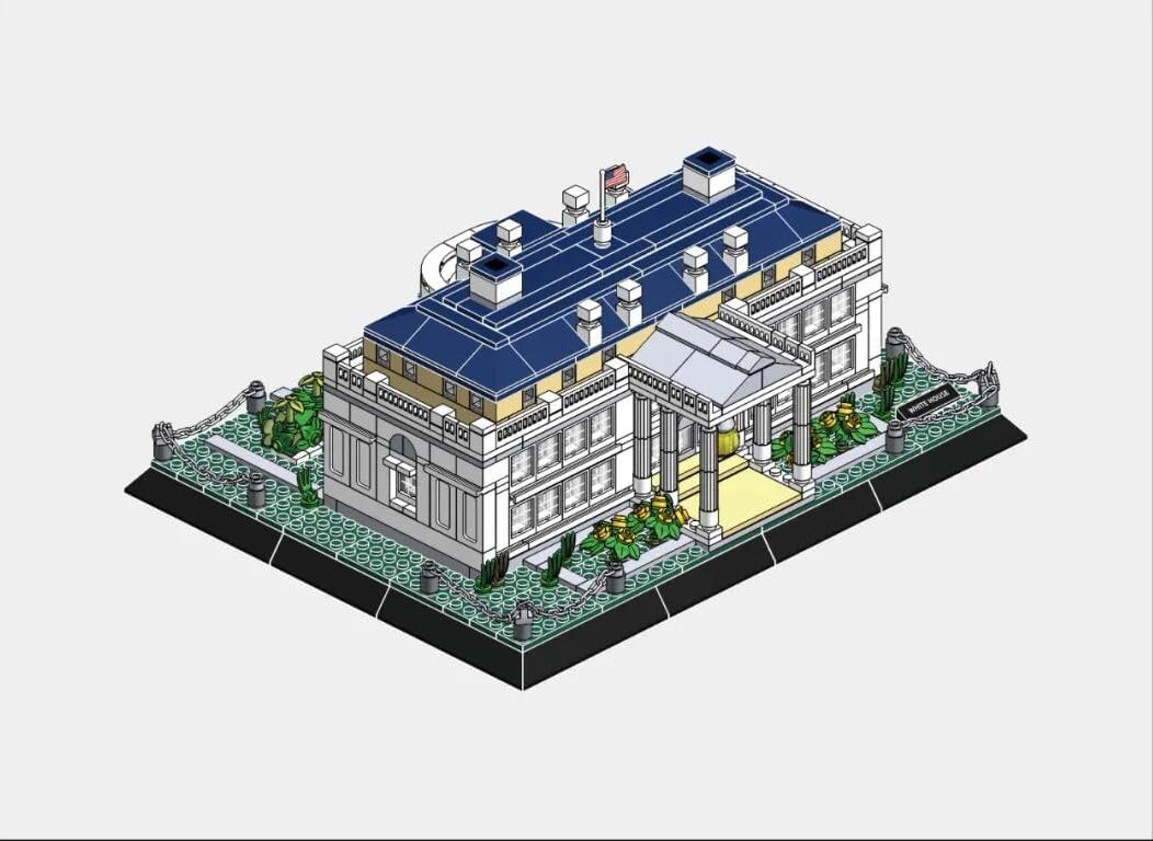 Wange Weisses Haus Washington Architektur-Modell, zur Montage mit mit Bausteinen Weisses Haus, Weiss