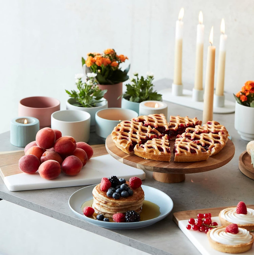 Point-Virgule Tortenplatte mit fuss, torten zubehör und backzubehör, aus Akazienholz, 7.5cm hoch, 28