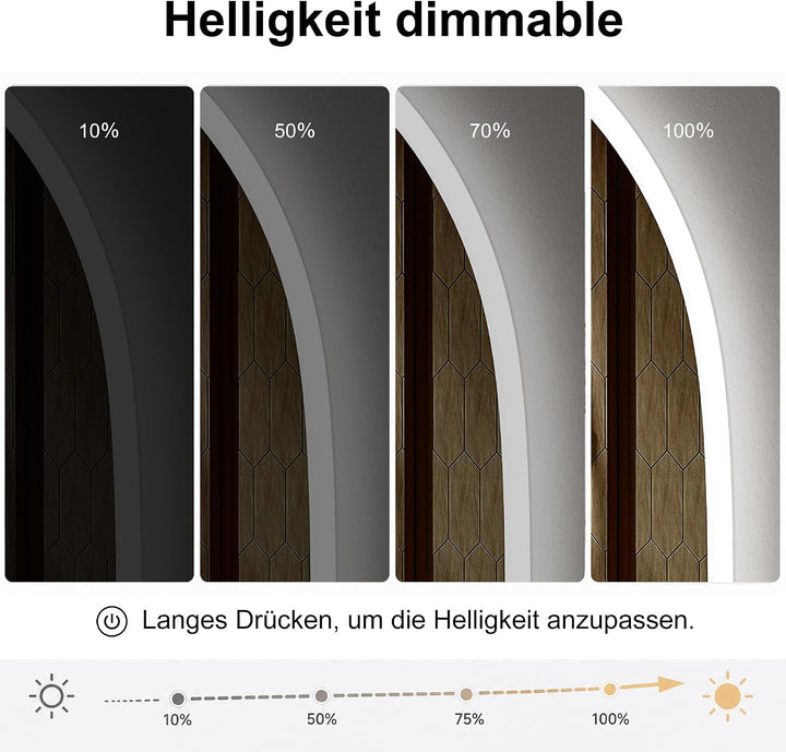 Spiegel mit Beleuchtung Oval LED Badspiegel 120x60 cm mit Touch-Schalter,3 Lichtfarbe Einstellbare,B