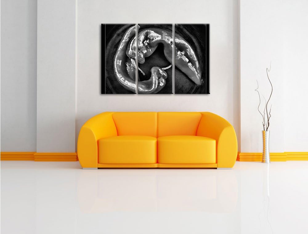 Pixxprint scharfe Chilischoten als Leinwandbild/Grösse: 3 Teilig (120x80) cm/Wandbild/Kunstdruck/fer
