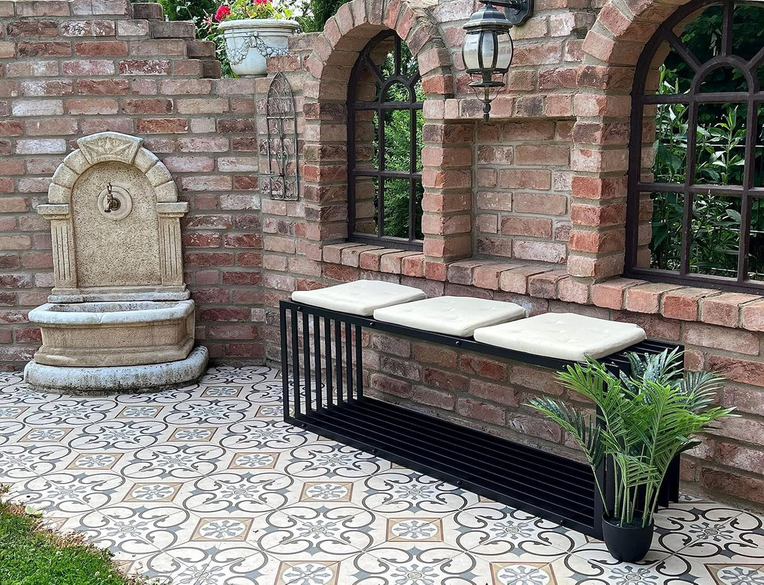 DanDiBo Gartenbank Metall Schwarz Wetterfest Massiv 150 cm Sitzbank Modern 96430 Parkbank Eisen Lame