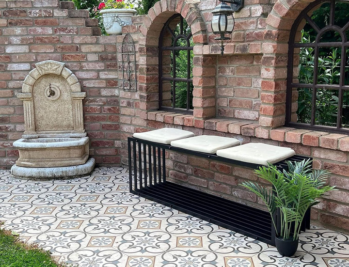 DanDiBo Gartenbank Metall Schwarz Wetterfest Massiv 150 cm Sitzbank Modern 96430 Parkbank Eisen Lame