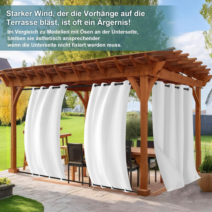 Rosnek 2 Stück Outdoor Vorhang Wetterfest Unten Gewichtet, Outdoorvorhänge mit Ösen 243x132cm Outdoo