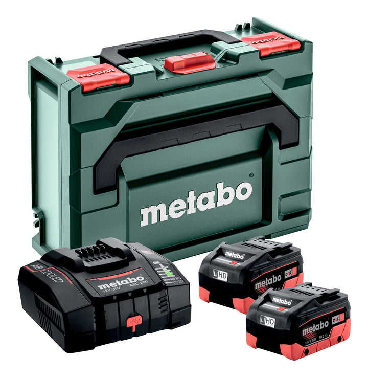 metabo Basis-Set - 2X LiHD 18 V / 10 Ah Akkus + ASC 290 Schnellladegerät in metaBOX 145 - Leistungss