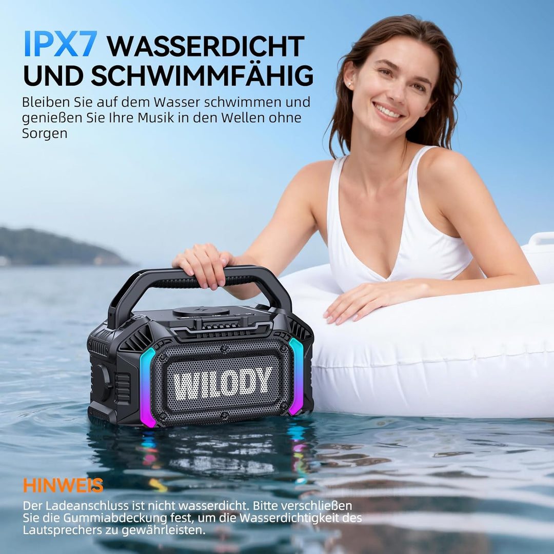 Wilody 100W Tragbare Bluetooth Lautsprecher Box,Bluetooth Lautsprecher mit Licht,Musikbox Bluetooth'