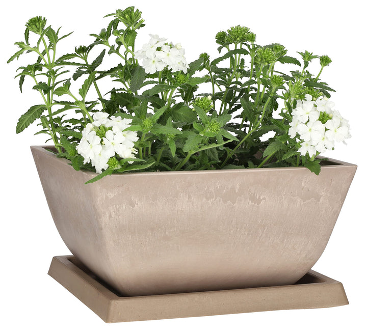 KOTARBAU® Blumentopf Pflanzgefäss aus recycelten Materialien 26x26x12,7cm mit Untersetzer 23x23x2cm