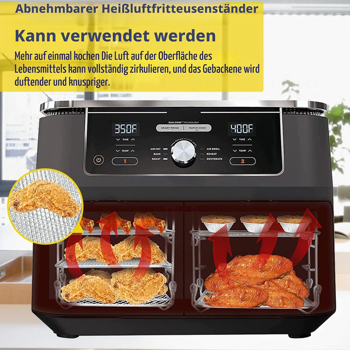 Zubehör für Luftfritteuse, Luckits 3 Etagen Gitter Luftfritteuse Edelstahl 304 Multifunktional Gitte