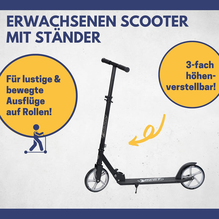 Best Sporting Scooter Kinder I klappbarer Tretroller mit Ständer I schwarz - orange I City Roller Ki