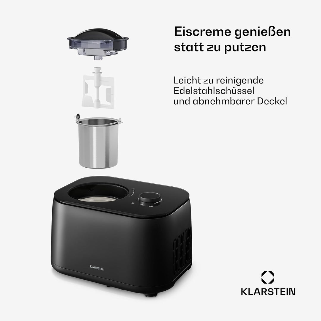 Klarstein FrostFusion Eismaschine mit Kompressor – 1L Edelstahlbehälter, 3 Modi für Eis, Slushie & J
