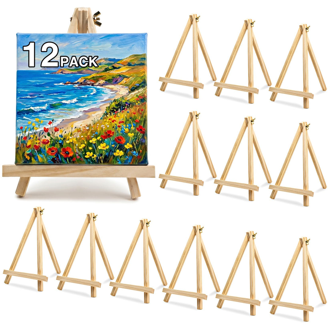 12er Set 9 Zoll Holz Staffeleien – Tischstaffeleien für Malerei & Präsentation, Mini Staffelei für L