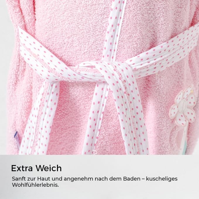 Baby Bademantel mit süssem Giraffenmotiv – Kapuzenbademantel aus 100% Baumwolle – Weich, saugfähig &amp;