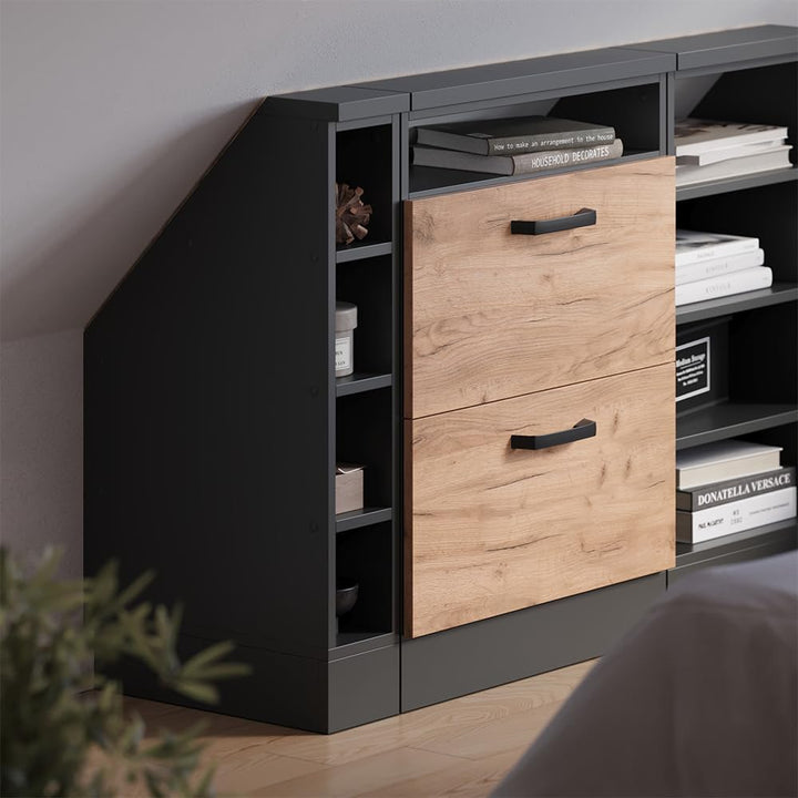 Vicco Küchenschrank für Dachschrägen R-Line, Anthrazit, 15 cm | mit 4 Fächern, geeignet für schräge