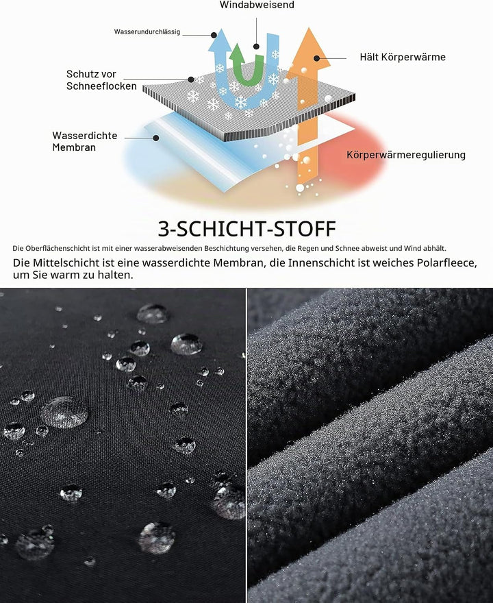 33,000ft Outdoorhose Herren Softshellhose Wasserdicht Winddicht Skihose Warm Fleece Gefüttert Arbeit
