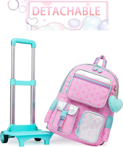 HTgroce Kinder Trolley Rucksack Schultasche Schulranzen Mädchen schultrolleys Schulrucksack Kinderko