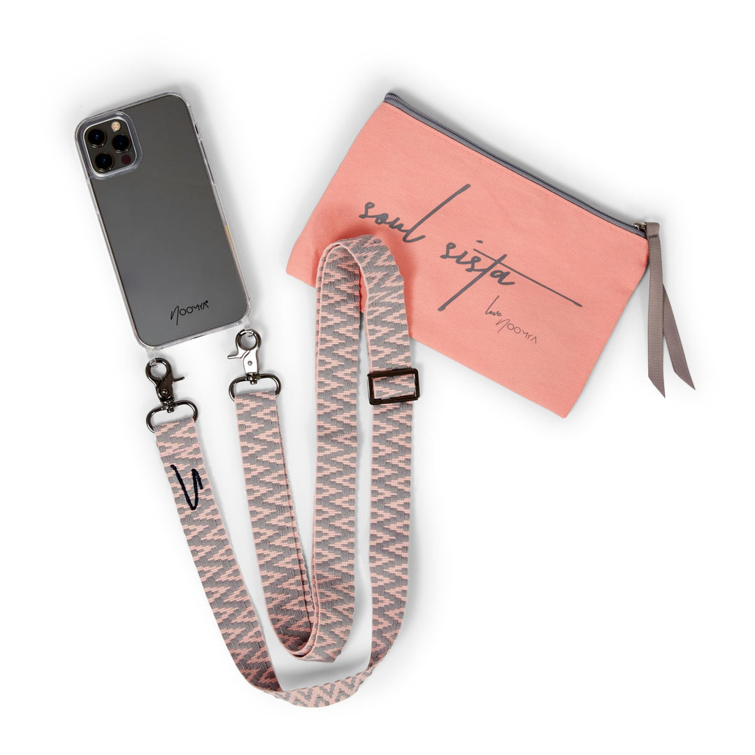 NOOMYA® Premium Fashion Handykette | Set Handyhülle iPhone 12 Pro MAX &amp; Handyband Sweet Grey | Handy