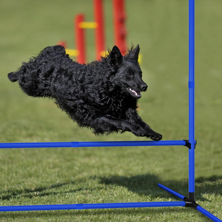 AufuN Hunde Agility Training Set, 4X Höhenverstellbare Hürden + Slalomstäbe inkl. Tragetasche, Profe