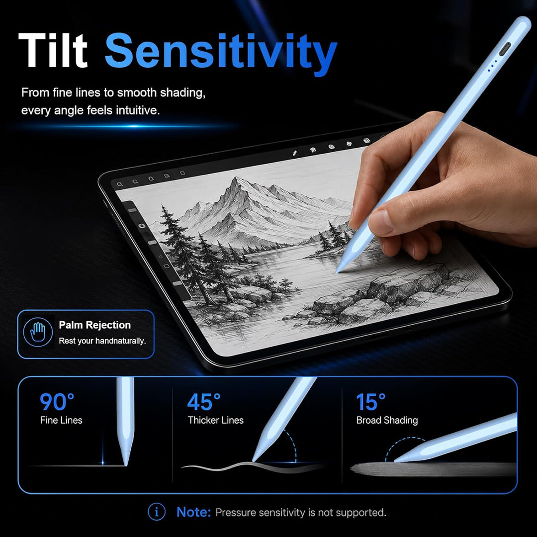 Stift für iPad 2018-2023, HATOKU Pencil für iPad mit Tilt Sensitivity & Palm Rejection, Magnetischer