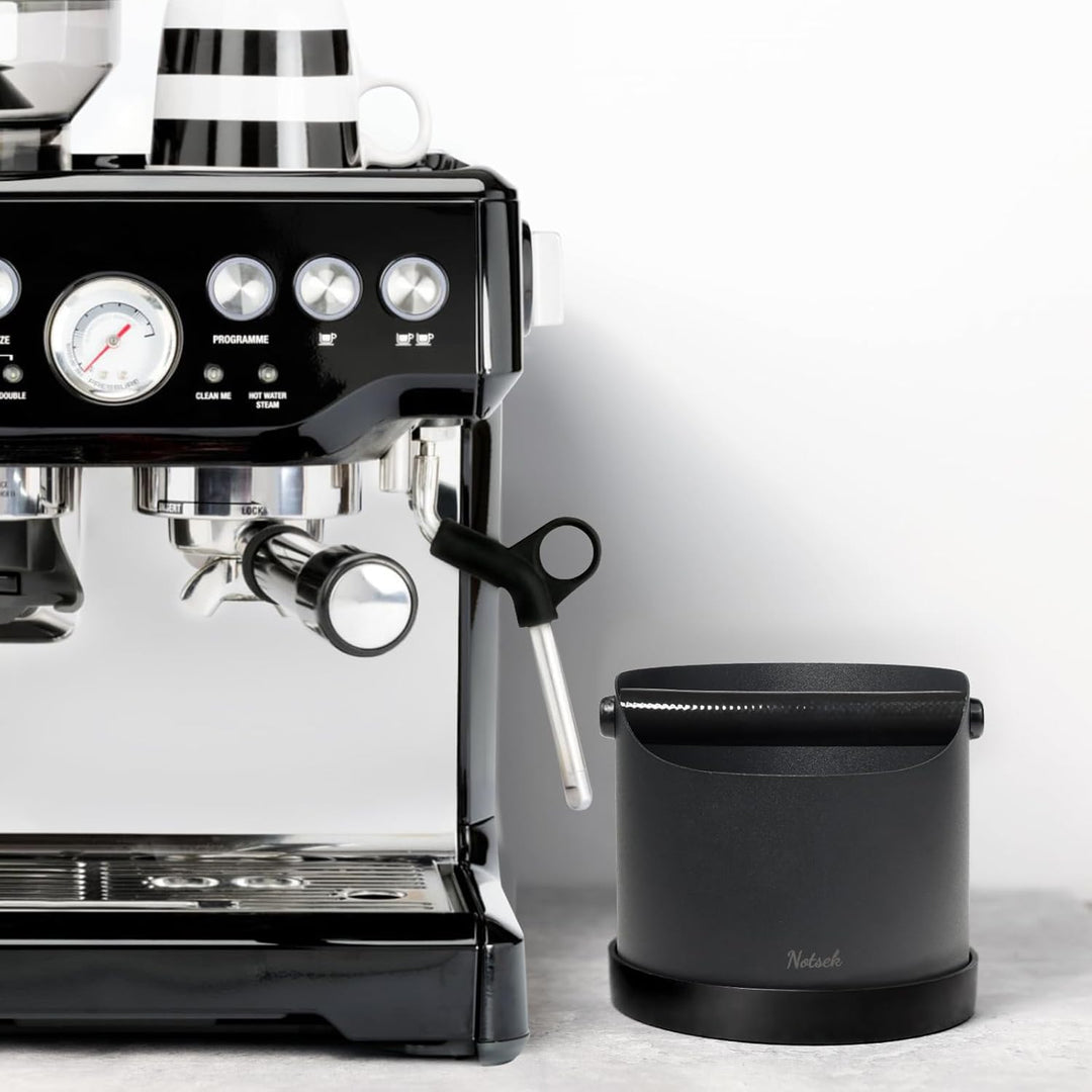 NOTSEK Abklopfbehälter für Siebträger, 1.2L Edelstahl Kaffee Knock Box, Kaffeesatz Abschlagbehälter,
