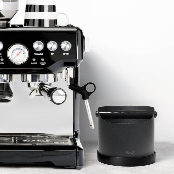 NOTSEK Abklopfbehälter für Siebträger, 1.2L Edelstahl Kaffee Knock Box, Kaffeesatz Abschlagbehälter,