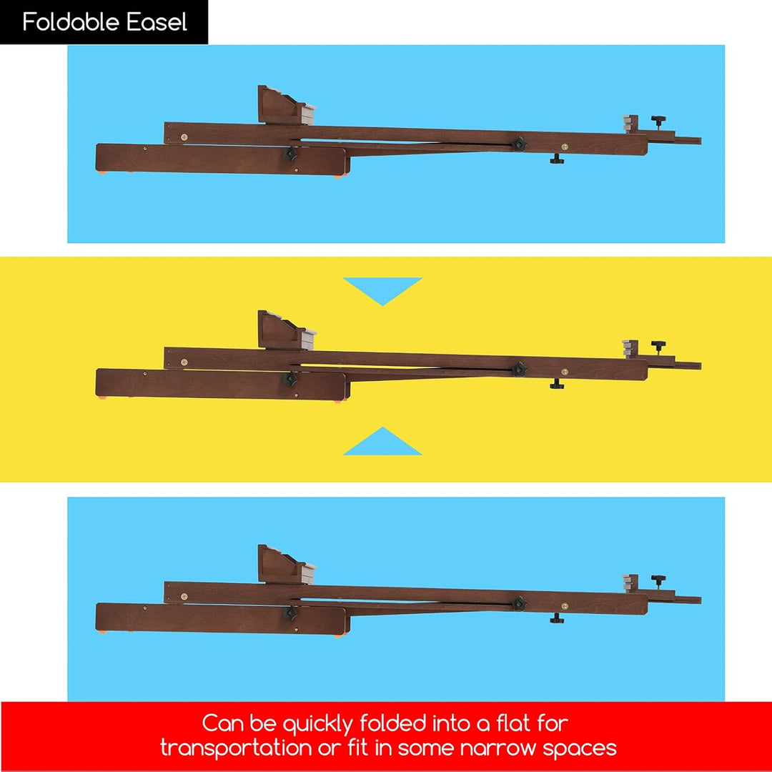 MEEDEN grosse H-Rahmen-Staffelei aus massiver Buche für schwere Beanspruchung - verstellbare Bodenko