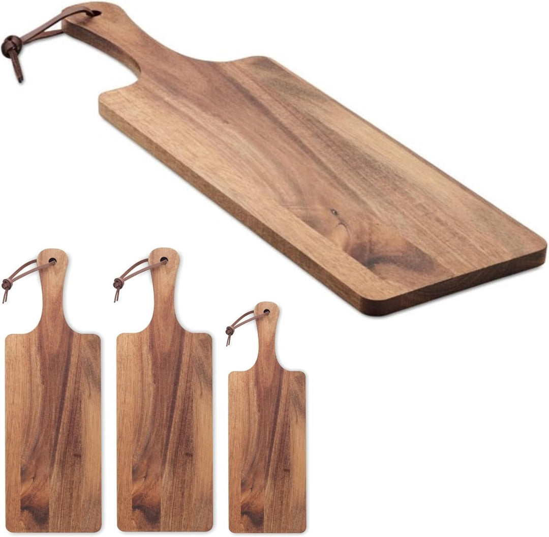 4er Set Holz Jausenbretter Servierbretter Holzteller Brotzeitteller Jausenteller aus Akazienholz mit