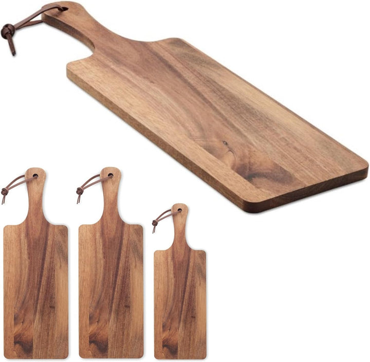 4er Set Holz Jausenbretter Servierbretter Holzteller Brotzeitteller Jausenteller aus Akazienholz mit