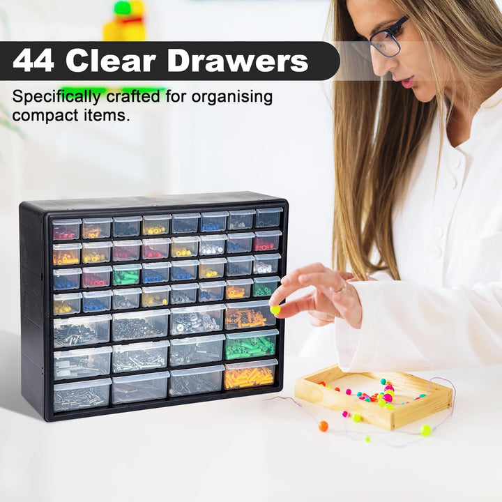 CraftGenes Schrauben-Aufbewahrungs-Organizer – 44-Schubladen Garage & Werkstatt-Box mit verstellbare