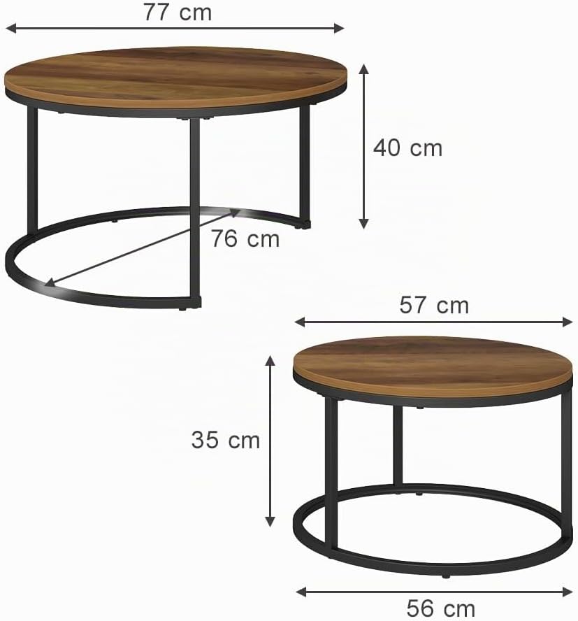 Vicco Couchtisch Set Montreal, Antikholz, 77 x 40 cm 2 Teile