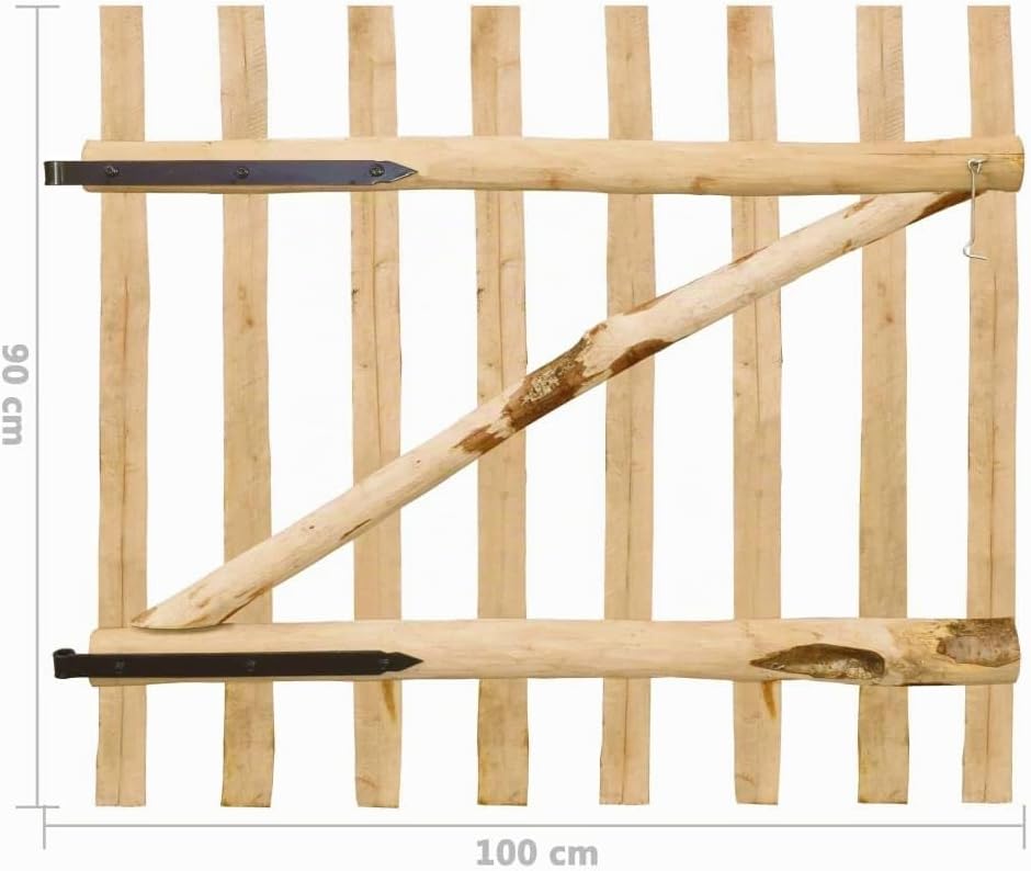 vidaXL 142590 Gartentor 100x90 cm Haselnuss Holz Zauntor Hoftor Gartentür Pforte Tor 100 x 90 cm, 10